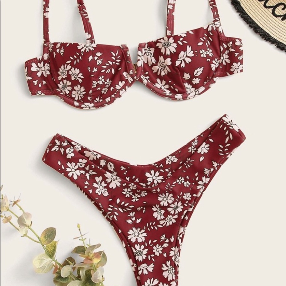 Floral High Cut Bikini